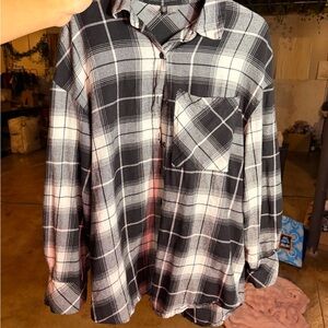 Divided by H&M Plaid Button-Up Shirt - Black and White